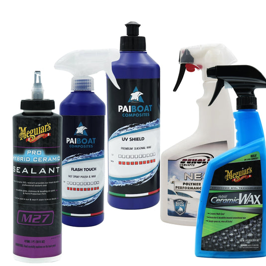 Forseglinger til båt, Meguiars Sealent, Scholl Marine Neo Spray, Meguiars Hybrid Ceramic Spray Wax, UV shield, Flash touch