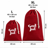 Gaveposer til komplette pakker og julegaver! | 100% Bomull | God jul (opptil 75cm stor!)