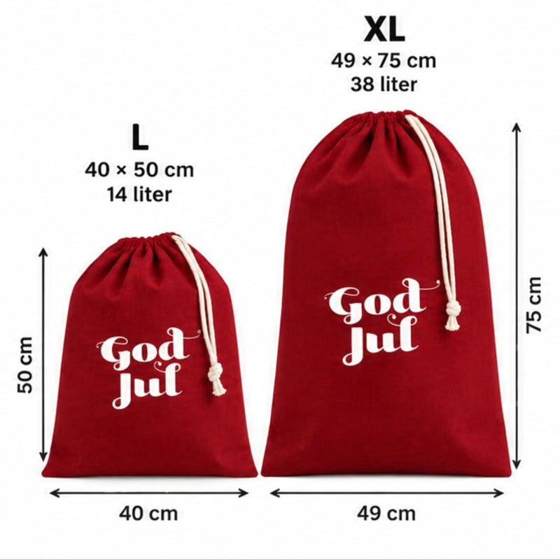 Last inn bildet i Gallery Viewer, Stor Gavepose God jul med snøring | 100% Bomull (opptil 75cm stor!)
